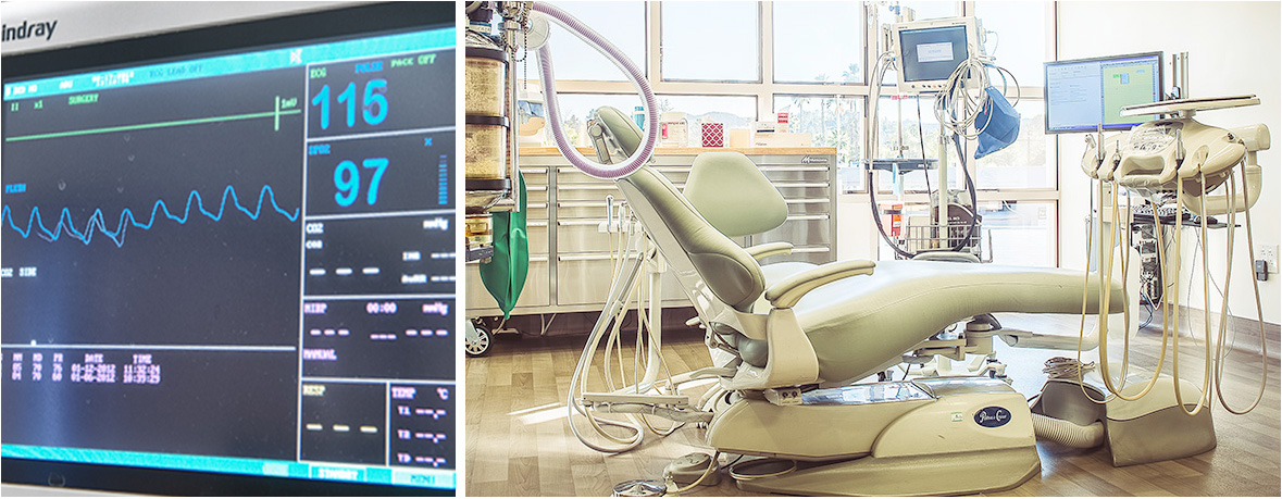 heart monitor and dental sedation operatory with chair